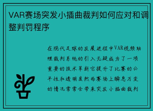 VAR赛场突发小插曲裁判如何应对和调整判罚程序